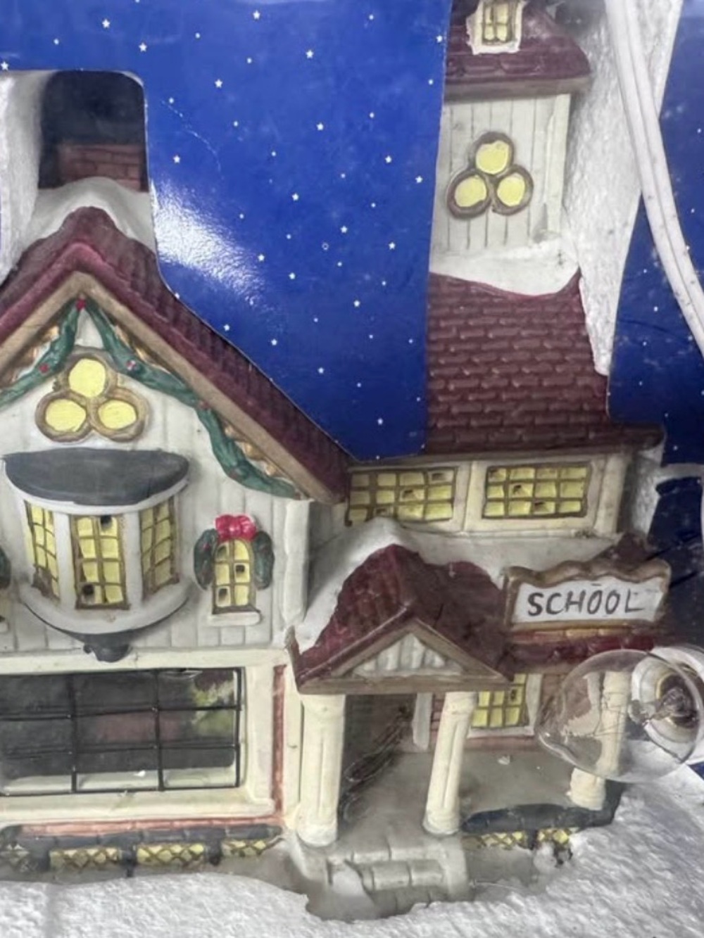 Holiday Schoolhouse Decorative Figurine Christmas village